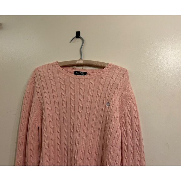Ralph Lauren Womens Old Money Logo Sweater Size XL Pink Soft Girl Tennis Prep - Picture 2 of 10